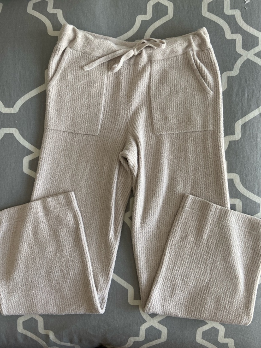Barefoot Dreams Light Taupe Knit Drawstring Joggers